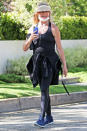 <p>Goldie Hawn sports a visor and mask while out for a walk on Thursday in L.A.</p>