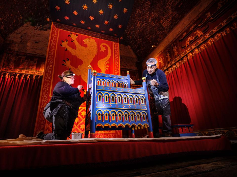 English Heritage prepare for opening at half term in February. Furniture getting a refresh in the Great Tower at Dover Castle - contact the Press Office for full press release. Picture by Jim Holden/English Heritage