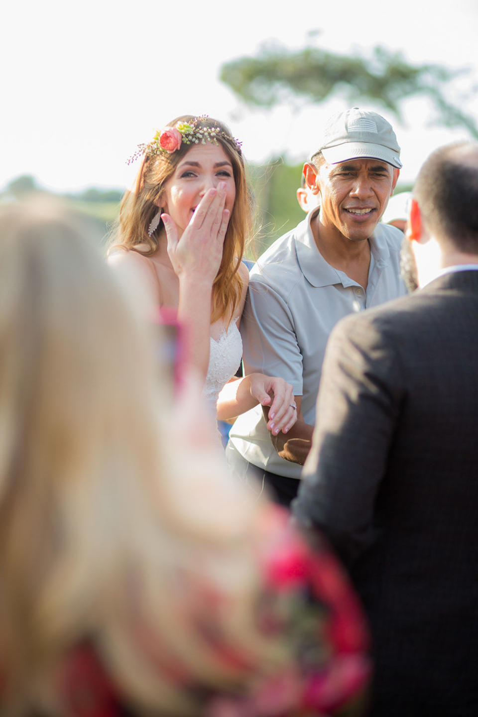 Stephanie Tobe reacts after meeting President Obama at Torrey Pines golf course.