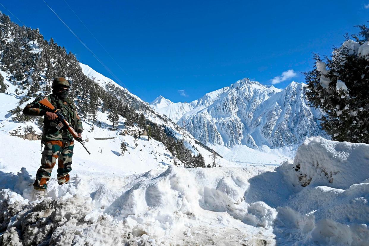 <p>File image: Despite harsh winters, thousands  of Indian army troops are deployed in the Ladakh region</p> (AFP via Getty Images)