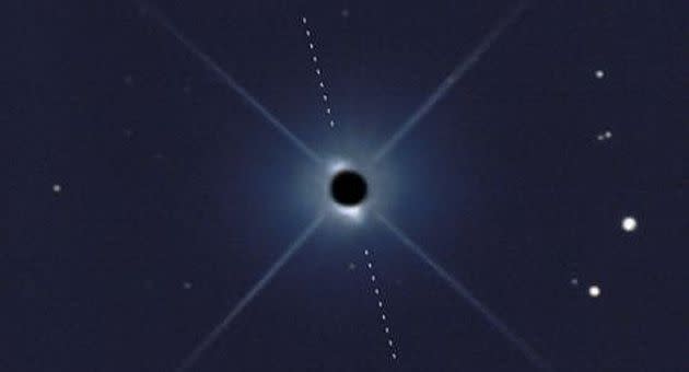 Rolf Olsen's picture of the star Beta Pictoris, believed to be the first image by an amateur photographer.