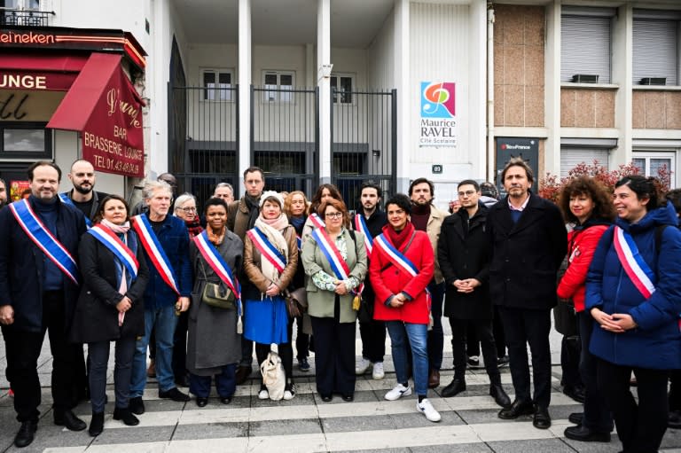 Officials gathered in Paris to show support for a headmaster in a hijab row (Bertrand GUAY)