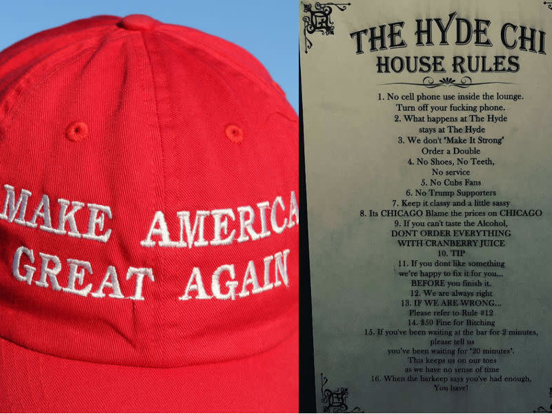 A new bar in Chicago is under fire for its house rules, which include “No Trump supporters.” (Photo: Getty/Instagram)