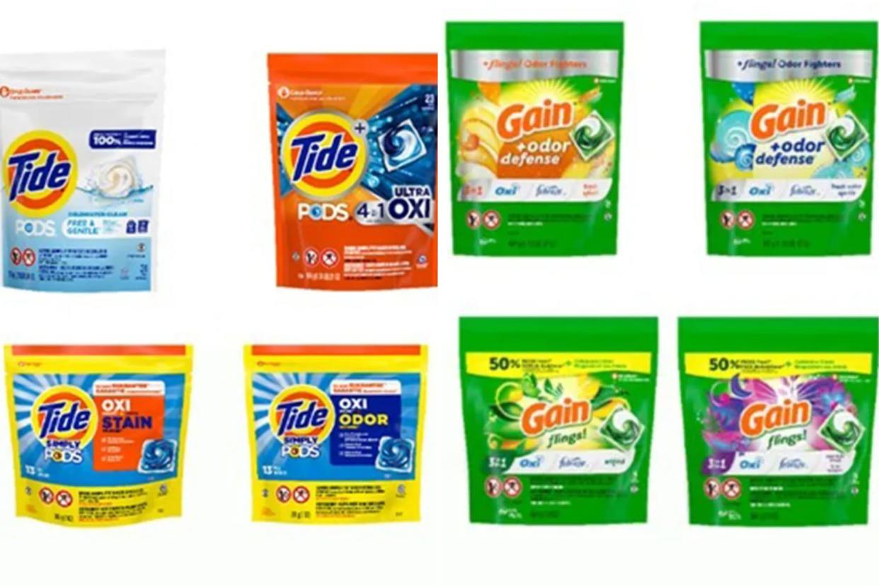 Tide pods and Gain are among many laundry detergent packages that have been recently recalled.