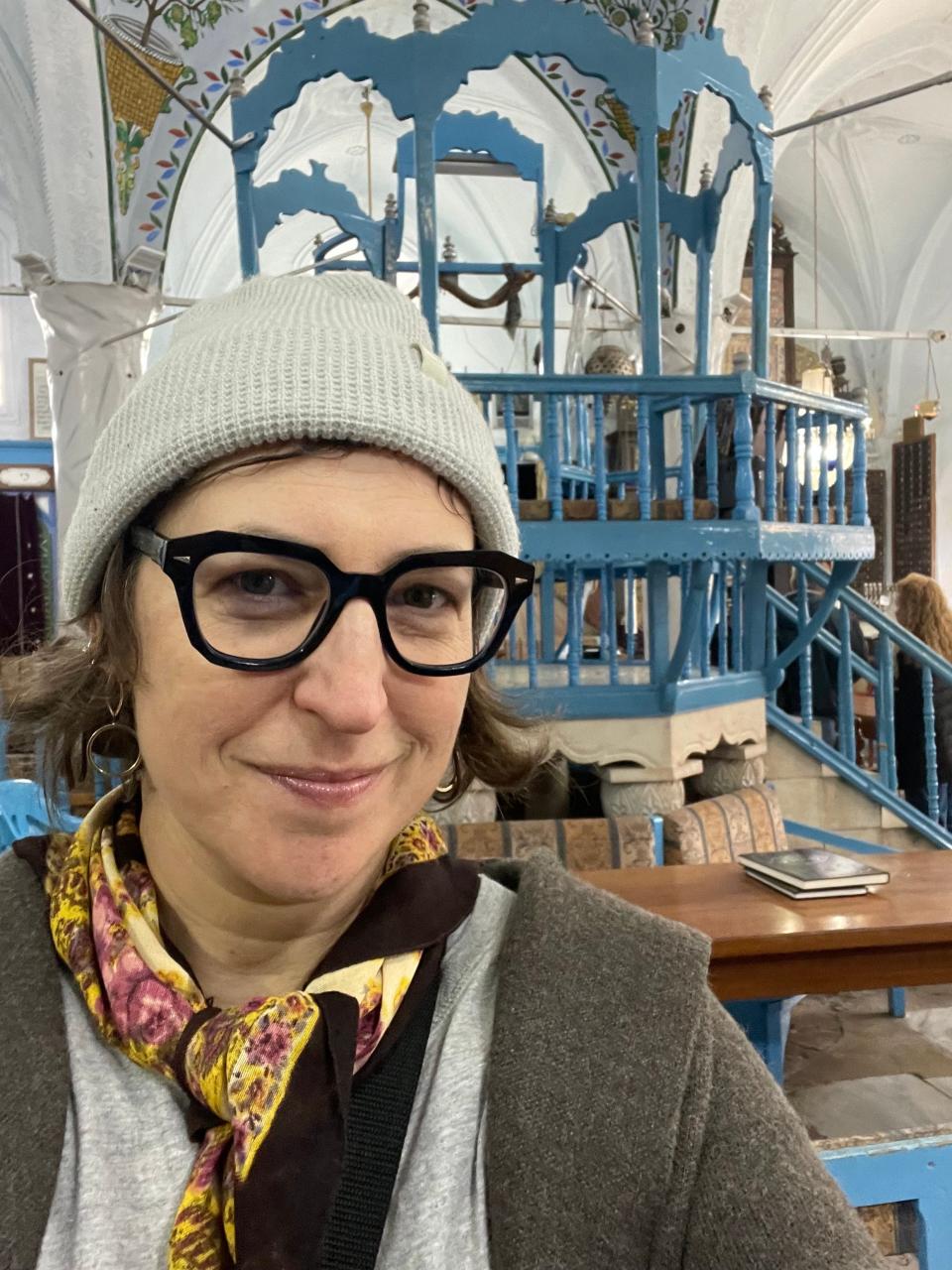 "The things that are happening now are the things that happened which led my grandparents to flee eastern Europe," Mayim Bialik says. Here, she is pictured during a recent trip to Israel.