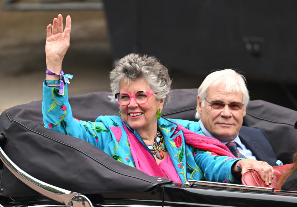 Prue Leith during the Platinum Pageant on June 05, 2022 in London, England. The Platinum Jubilee of Elizabeth II is being celebrated from June 2 to June 5, 2022, in the UK and Commonwealth to mark the 70th anniversary of the accession of Queen Elizabeth II on 6 February 1952. (Photo by Karwai Tang/WireImage)