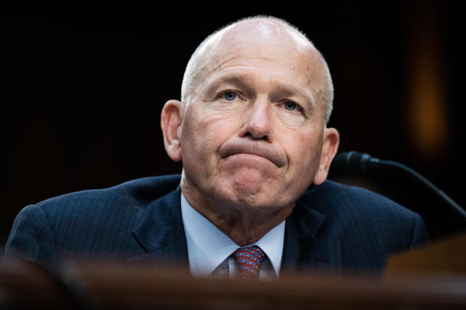 UNITED STATES - JUNE 18: Dave Calhoun, CEO of Boeing, testifies during the Senate Homeland Security and Governmental Affairs Permanent Subcommittee on Investigations hearing on 