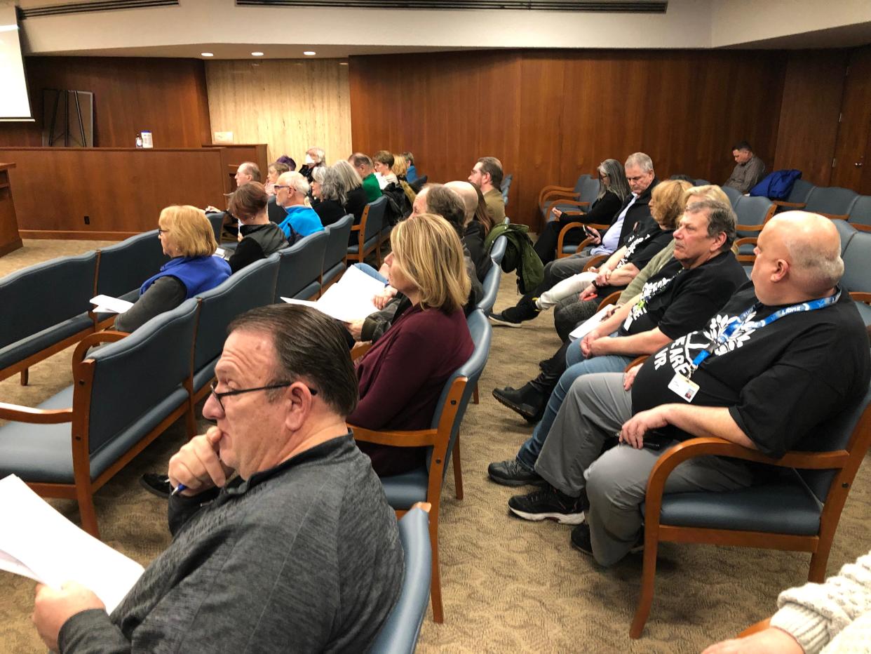 Members of the public attend the St. Joseph County commissioners meeting on Jan. 31, 2023, to hear discussion of moving the voter registration board duties to the county circuit clerk's office.