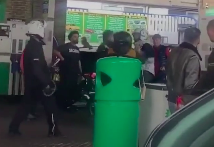 A fight broke out at a Camden petrol station in London between two moped riders on Sunday. (PA)