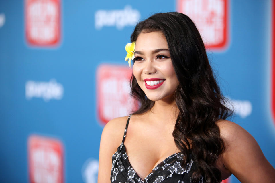 HOLLYWOOD, CA - NOVEMBER 05:  Actor Auli'i Cravalho attends the World Premiere of Disney's 