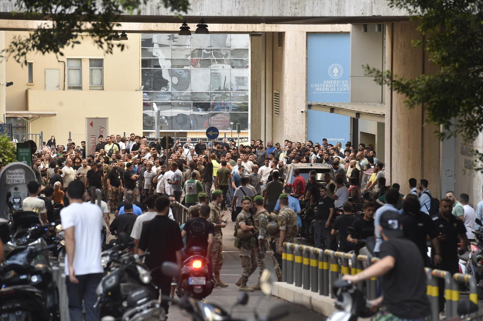 BEIRUT, LEBANON - SEPTEMBER 17: Ambulances are being dispatched to the area in Beirut, Lebanon while security forces take precautions after at least eight people, including a child, were killed in a mass explosion of wireless communication devices known as pagers on September 17, 2024. Some 2,800 other people were also injured, including 200 in critical condition. (Photo by Houssam Shbaro/Anadolu via Getty Images)