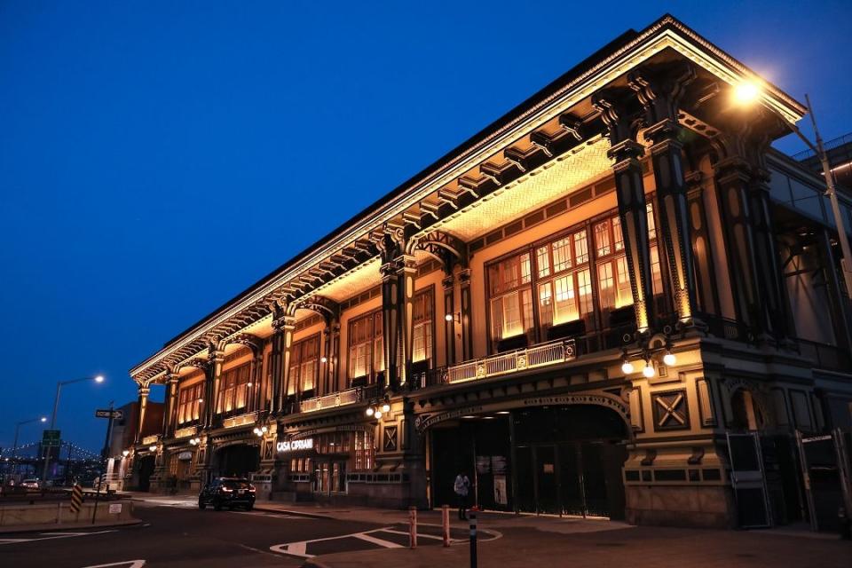 The grand façade of Casa Cipriani, located inside a former ferry terminal.