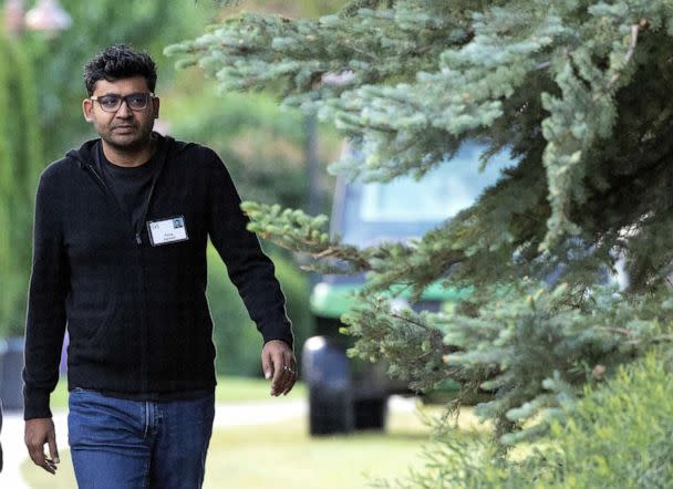 PHOTO: Parag Agrawal, CEO of Twitter, walks to a morning session during the Allen & Company Sun Valley Conference, July 7, 2022, in Sun Valley, Idaho. (Kevin Dietsch/Getty Images)