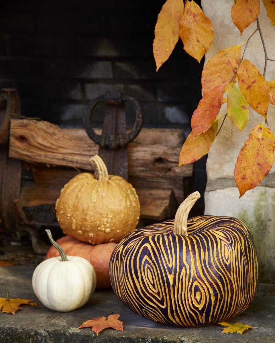 Painted Faux Bois Pumpkin