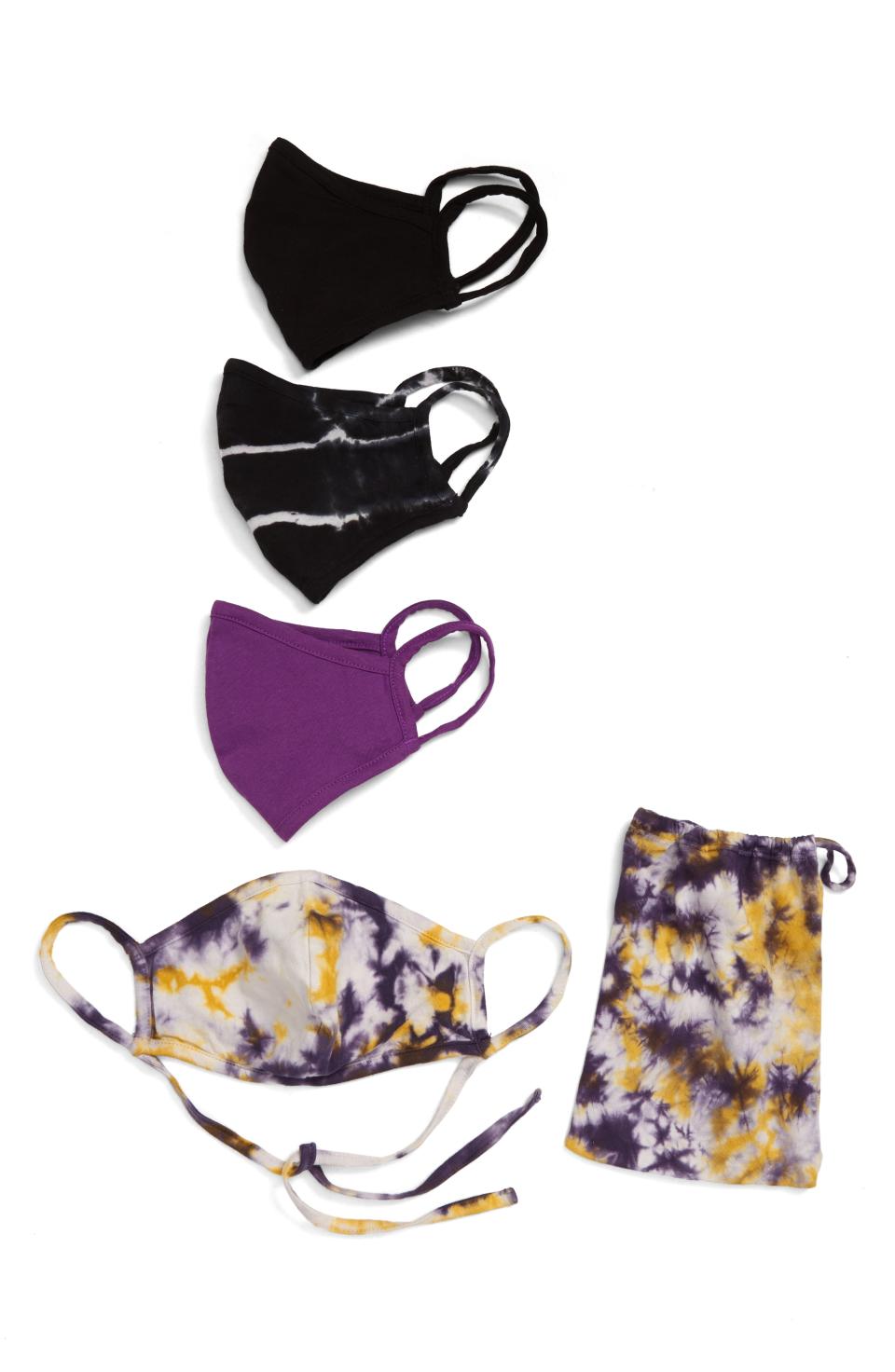 Assorted 4-Pack Adult Face Masks in Purple Tie Dye Combo