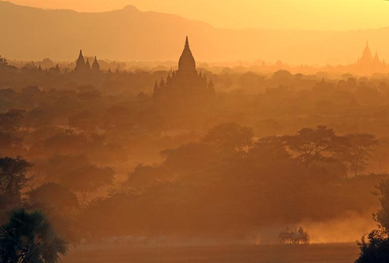 The ancient pagodas at Bagan, Myanmar on February 3, 2014