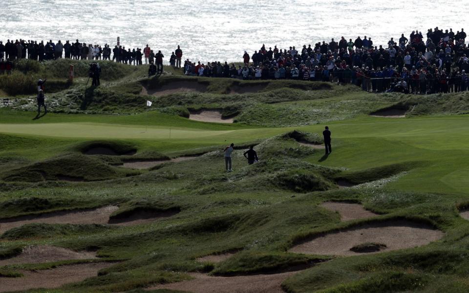 A general view of the first hole during practice rounds prior to the 43rd Ryder Cup at Whistling Straits on September 23, 2021 in Kohler, Wisconsin - Warren Little/Getty Images