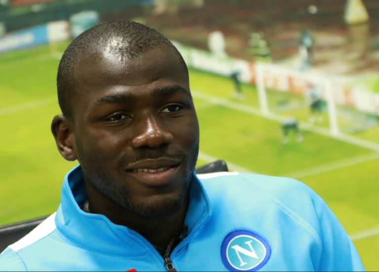 Napoli's defender Kalidou Koulibaly speaks during an interview with AFP in December 2017