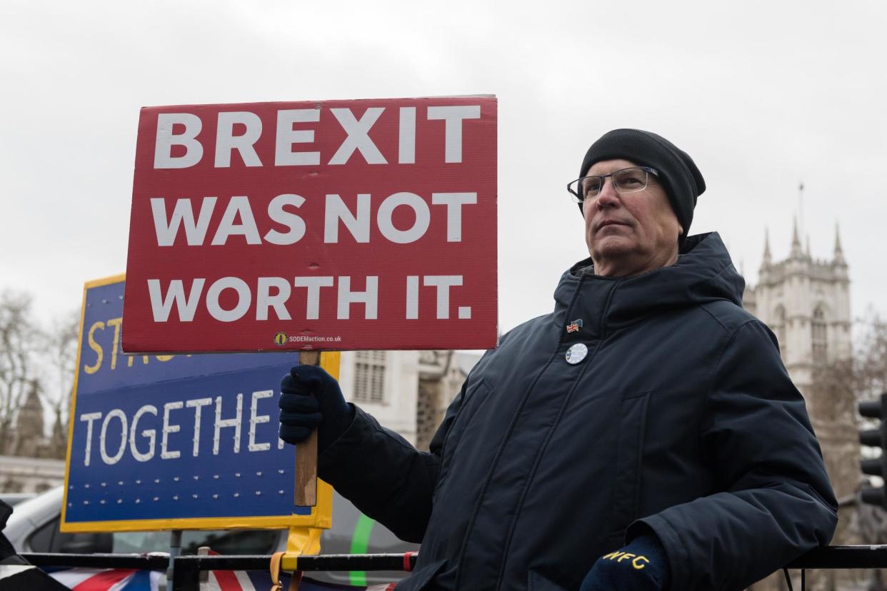 <span>A protest on the fourth anniversary of Brexit, in London last week.</span><span>Photograph: WIktor Szymanowicz/NurPhoto/REX/Shutterstock</span>