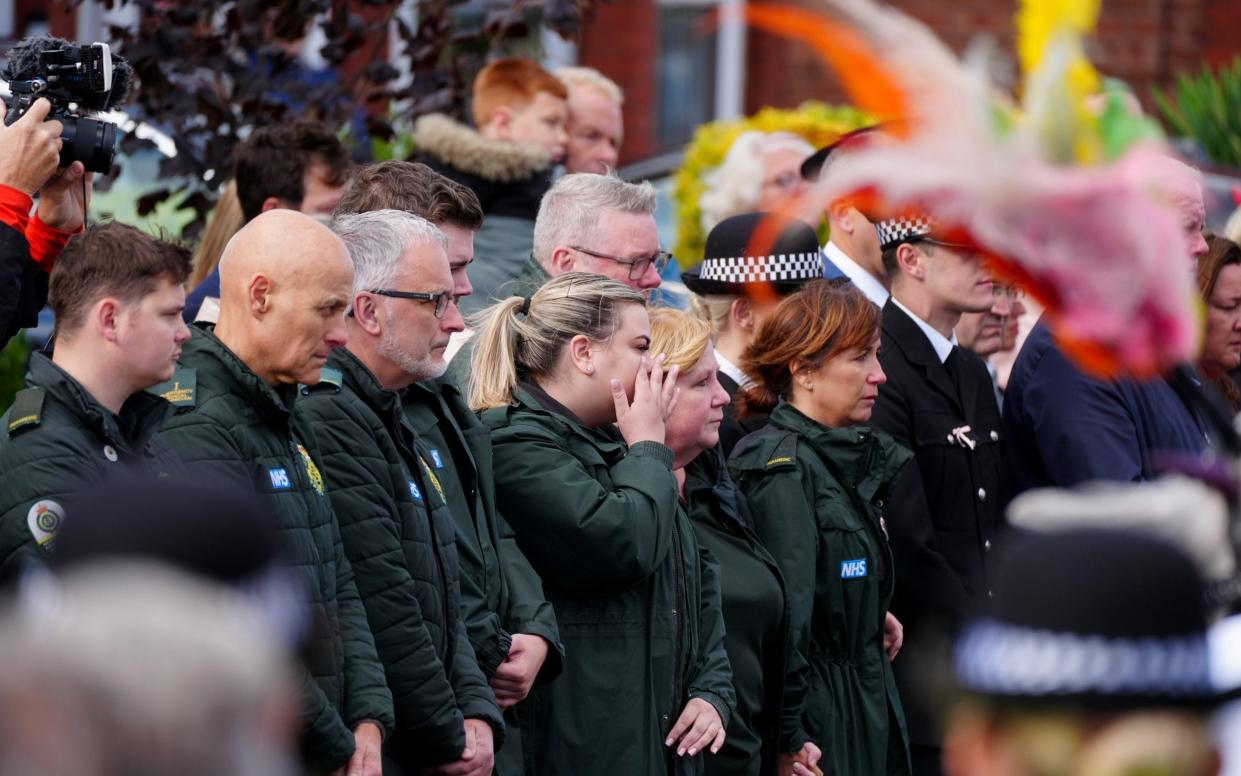 Members of the emergency services join mourners at Elsie Dot Stancombe's funeral