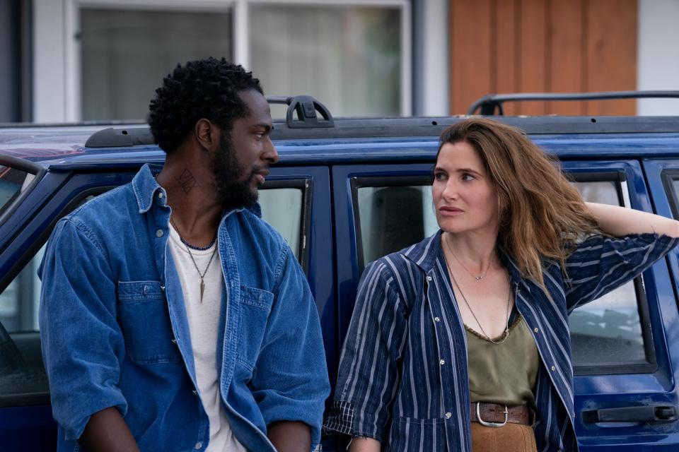 "Tiny Beautiful Things" star Kathryn Hahn in a scene with Quentin Plair, who plays her husband.