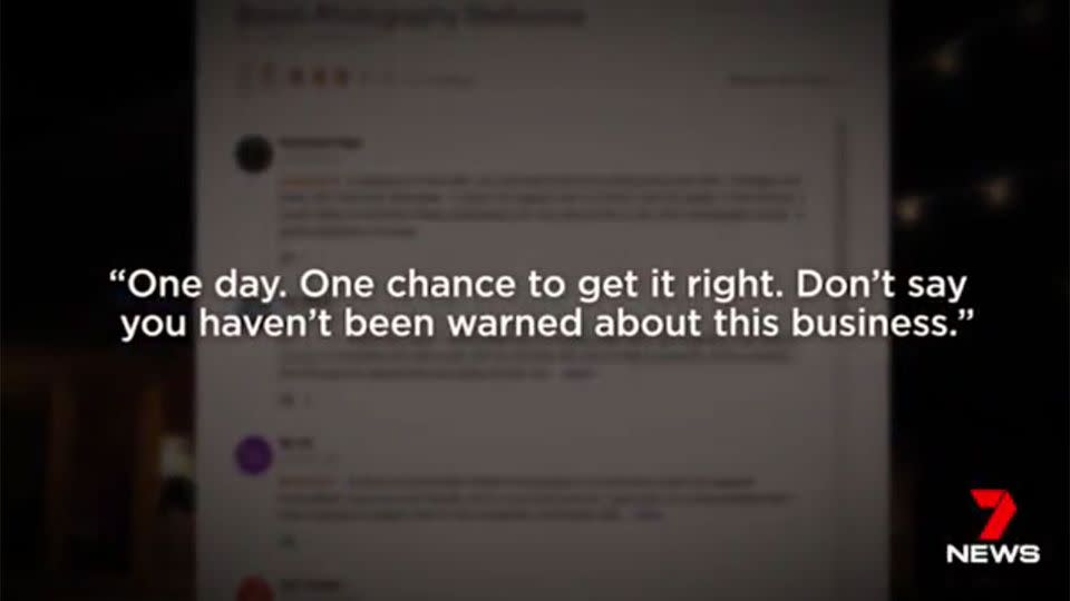 One of the messages of warning on the Facebook page of the wedding business. Source: 7 News