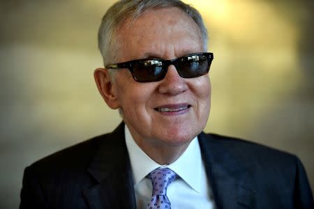 U.S. Senator Harry Reid (D-NV) smiles during an interview with Reuters in Las Vegas, Nevada, U.S. August 25, 2016. REUTERS/David Becker