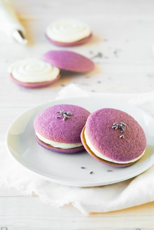 <p>Cooking Classy</p><p><strong>Get the recipe: <a href="https://www.cookingclassy.com/lavender-whoopie-pies-with-vanilla-bean-frosting/" rel="nofollow noopener" target="_blank" data-ylk="slk:Lavender Whoopie Pies;elm:context_link;itc:0;sec:content-canvas" class="link rapid-noclick-resp">Lavender Whoopie Pies</a></strong></p>