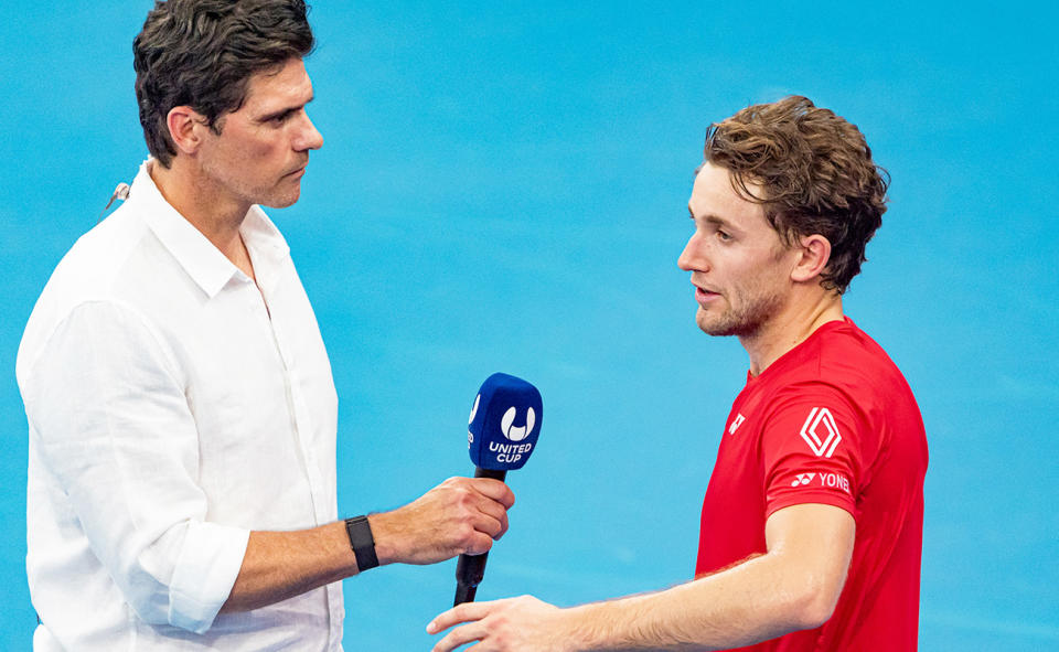 Mark Philippoussis and Casper Ruud, pictured here at the United Cup.