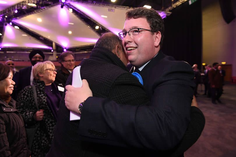 Gary Sambrook celebrates taking the Northfield seat from Labour's Richard Burden in 2019.