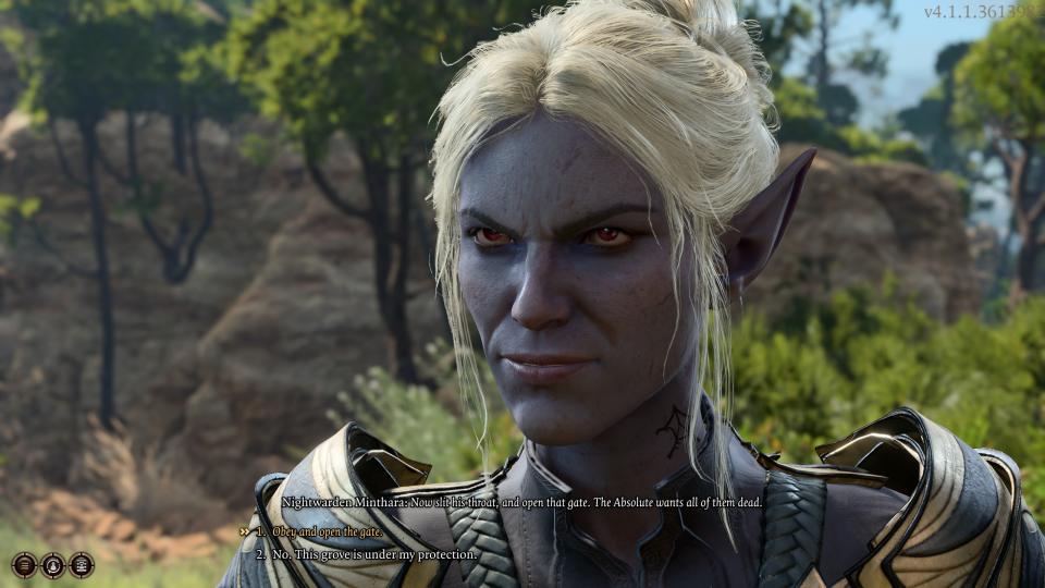 A close up of Minthara, the goblin leader