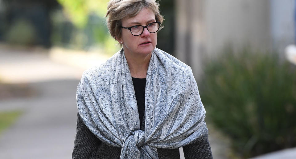 Professor Jo Douglass arriving at the Coroners Court in Melbourne, Monday. Source: AAP