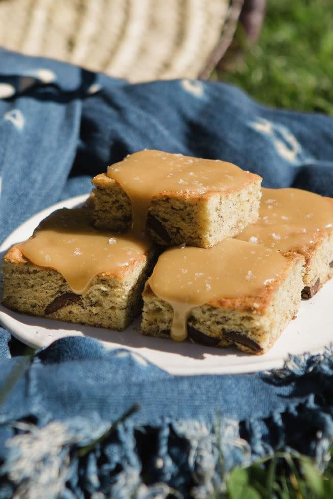 Banana Bread Bars with Salted-Toffee Icing