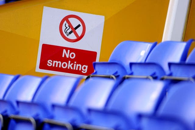 A no smoking sign in a football stadium