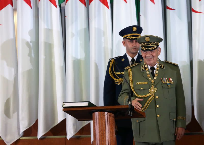 Algeria's army chief Lieutenant-General Ahmed Gaed Salah attends the swearing-in ceremony of the newly elected Algerian President Abdelmadjid Tebboune in Algiers