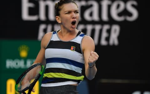 Halep celebrates - Credit: AFP