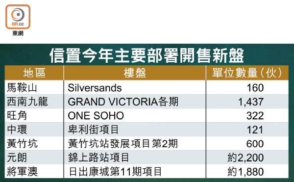 信置今年主要部署開售新盤