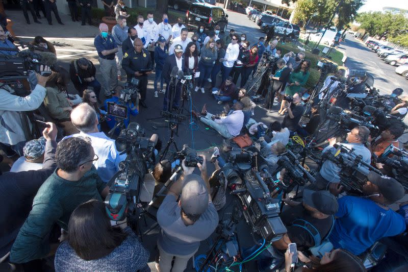 Houston Mayor Sylvester Turner addresses the news media, after a deadly crush of fans in Houston