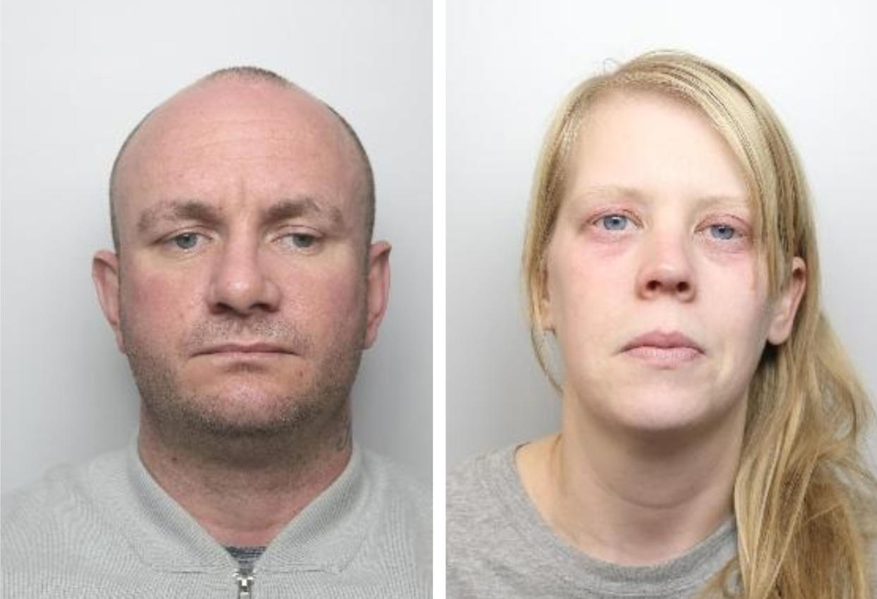 Martin Currie (left), who has been found guilty at Sheffield Crown Court of murdering his partner's two-year-old son Keigan O'Brien, and Sarah O'Brien (right), who was convicted of causing or allowing the death of a child and child cruelty. (PA/South Yorkshire Police)