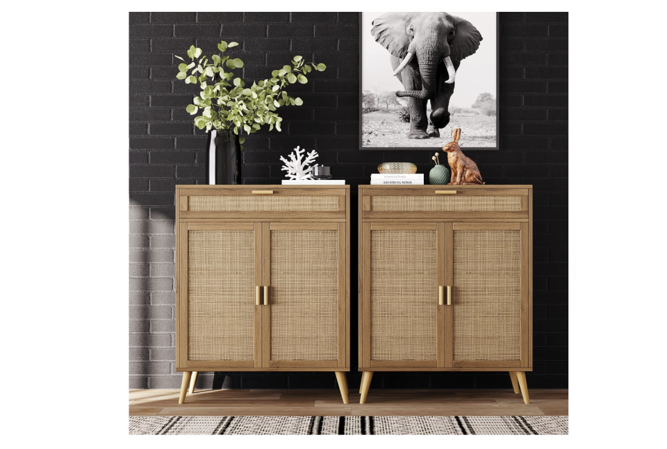 Rovaurx Accent Floor Storage Cabinet with Rattan Doors. (PHOTO: Amazon Singapore)