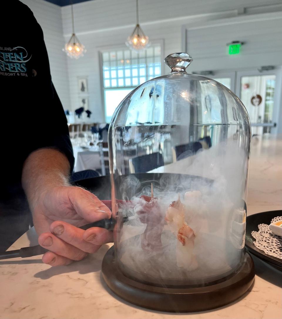 Smoke is infused into the Smoke on the Water starter at Crow's Nest Steakhouse on Captiva.