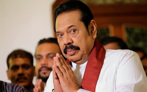 Sri Lanka's disputed prime minister Mahinda Rajapaksa - Credit: AP