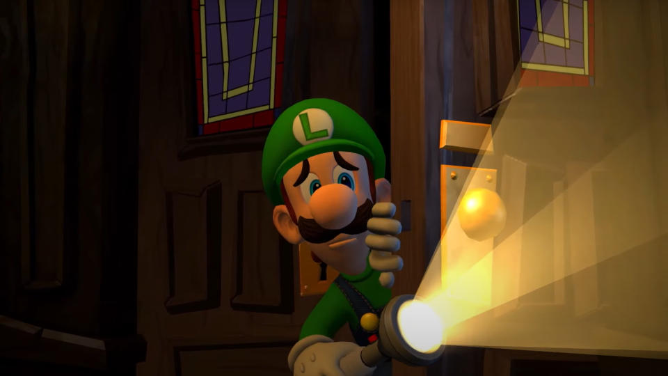  Luigi looking through a door 
