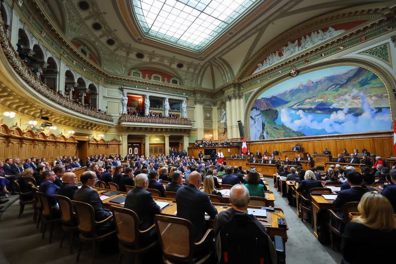 Swiss parliament elects new cabinet members, in Bern