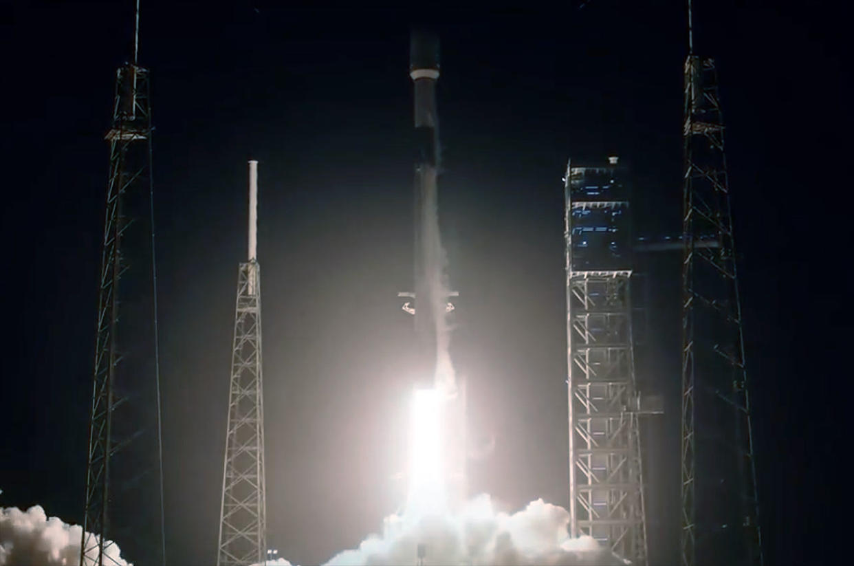  A SpaceX Falcon 9 rocket carrying 23 Starlink satellites launches from Complex 40 at Cape Canaveral Space Force Station in Florida on Saturday, Dec. 23, 2023. 