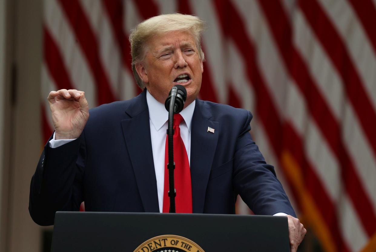 Donald Trump speaking to reporters in the Rose Garden of the White House: REUTERS