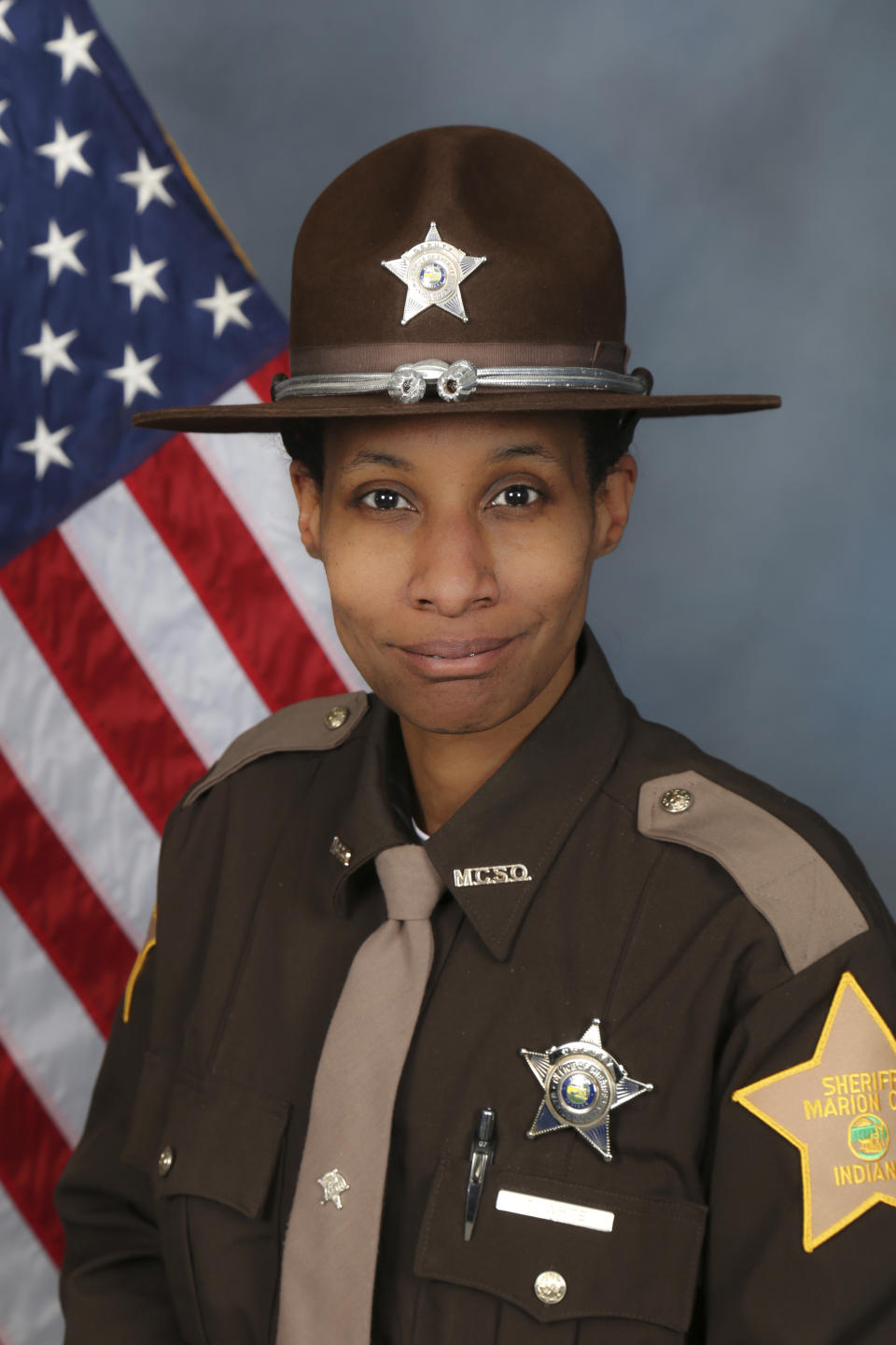 This undated photo released by the Marion County Sheriff's Office whos Deputy Tamieka White. White died Tuesday, May 9, 2023, after being attacked in her Indianapolis home by a dog that also bit and wounded her 8-year-old son, authorities said Wednesday, May 10. (Marion County Sheriff's Office via AP)