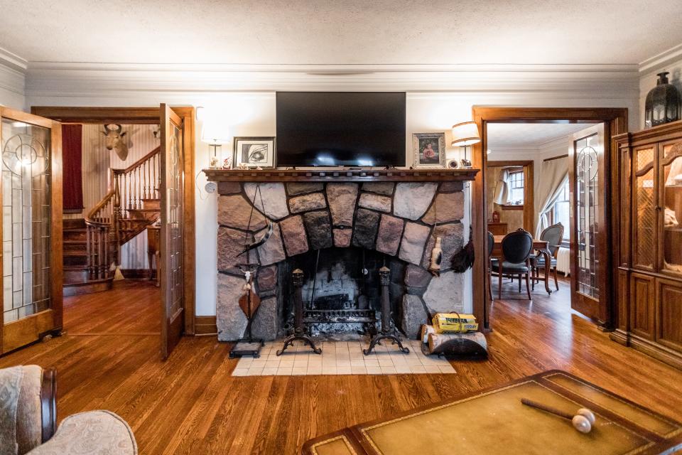 Living room with fireplace.