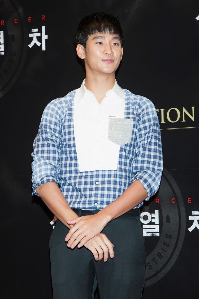 SEOUL, SOUTH KOREA - JULY 29: South Korean actor Kim Soo-Hyun attends the 'Snowpiercer' South Korea premiere at Times Square on July 29, 2013 in Seoul, South Korea. The film will open on August 1, in South Korea. (Photo by Han Myung-Gu/WireImage)