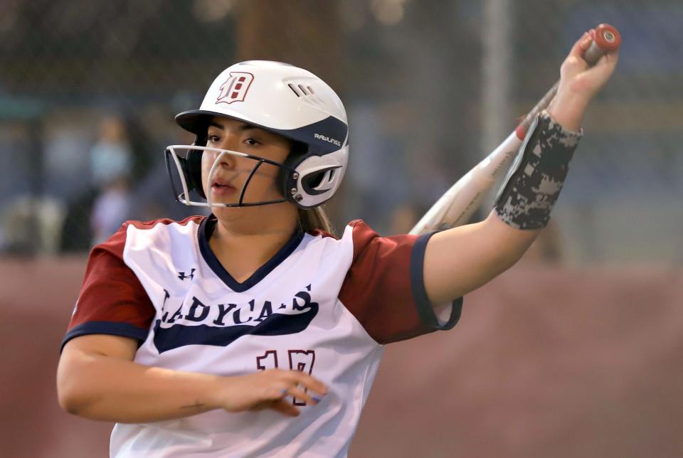 Senior Lady 'Cat Nayeli Trujillo drove home five runs on three hits against Cobre High on Tuesday.